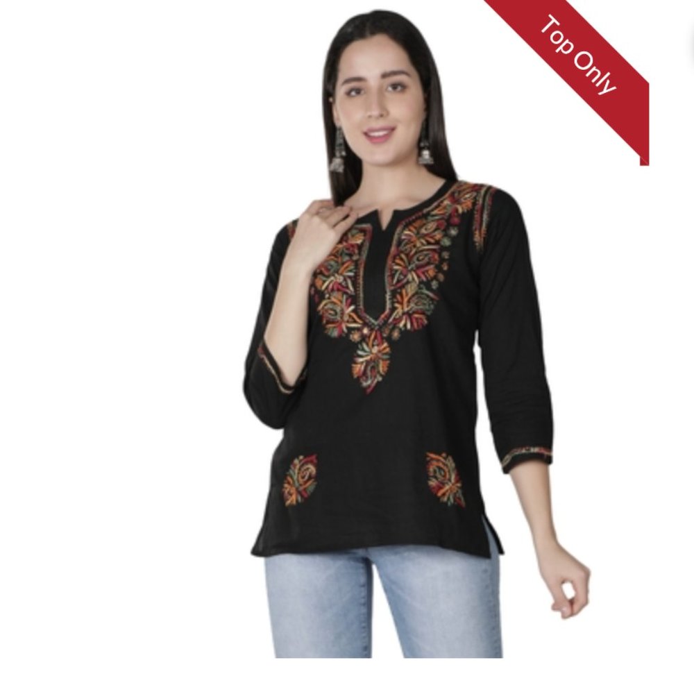 100% cotton hand embroidered tunic top